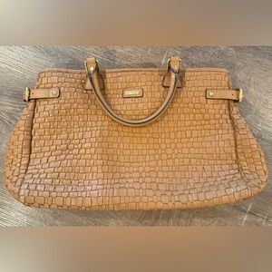 MAXMARA Tan Woven Leather Tote Bag
